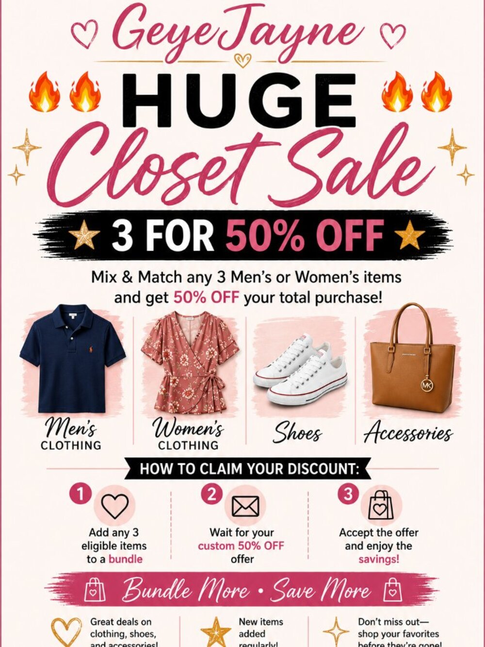 🔥🔥 HUGE CLOSET SALE 🔥🔥 ⭐ 3 FOR 50% OFF ⭐